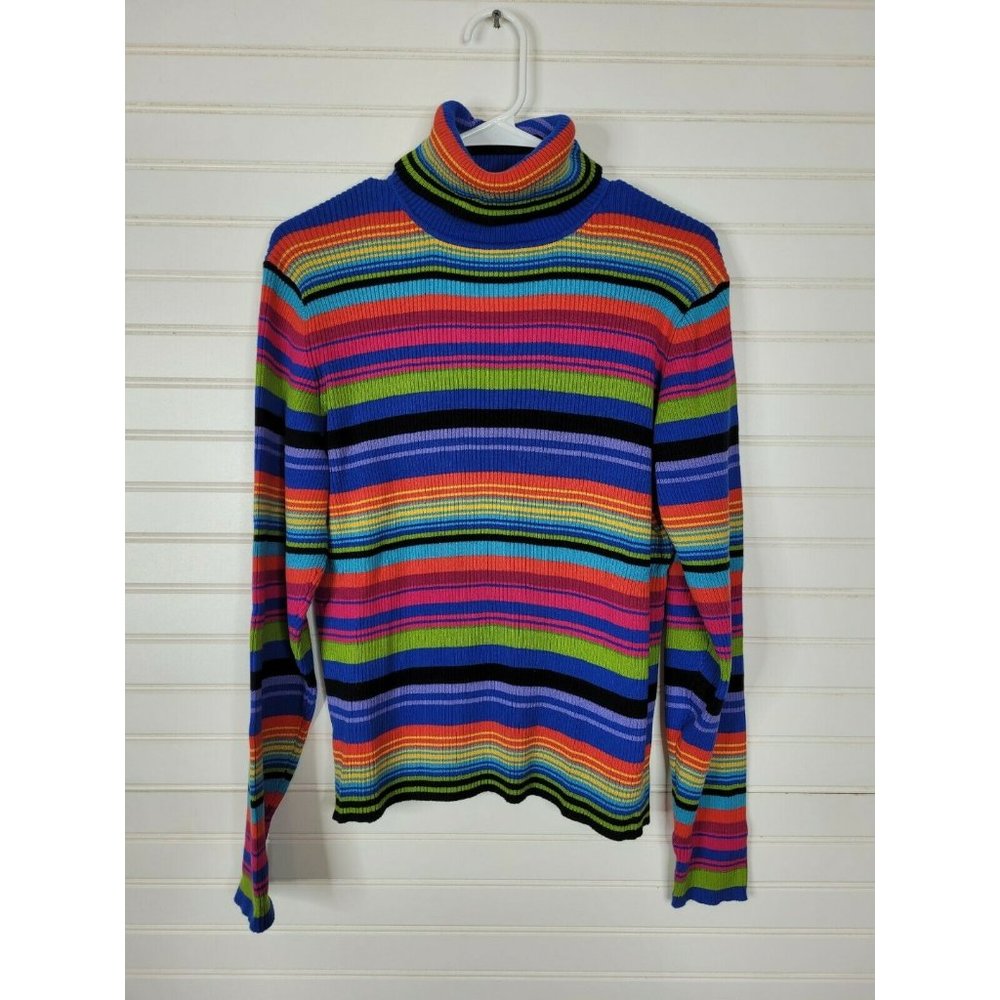 Women’s Multicolor Striped Turtleneck Sweater